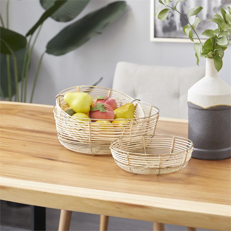 GOLD METAL WIRE DECORATIVE BOWL