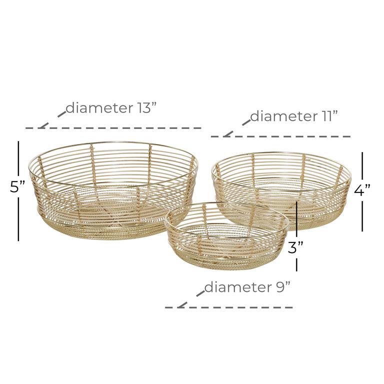 GOLD METAL WIRE DECORATIVE BOWL