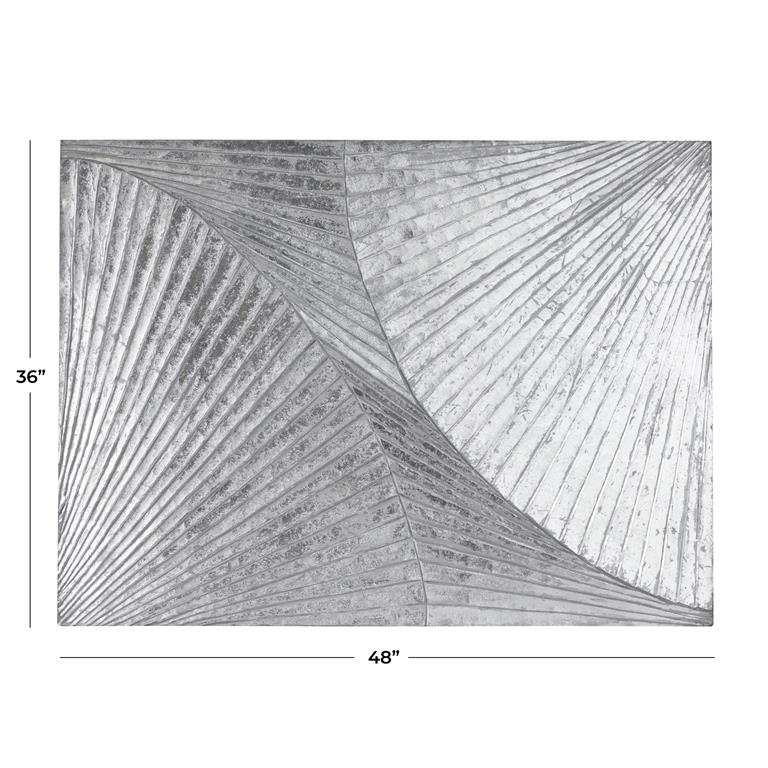 SILVER WOOD GEOMETRIC CARVED RADIAL WALL DECOR