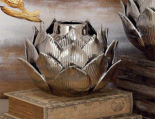 SILVER PORCELAIN GLAM VASE