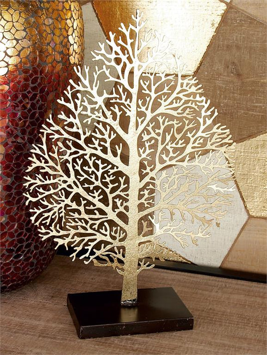 GOLD METAL TREE SCULPTURE