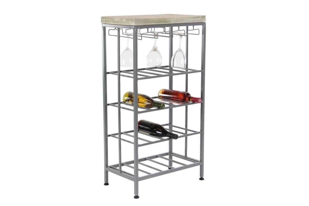 GREY METAL CONTEMPORARY STANDING WINE RACK