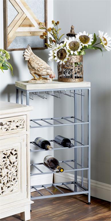 GREY METAL CONTEMPORARY STANDING WINE RACK