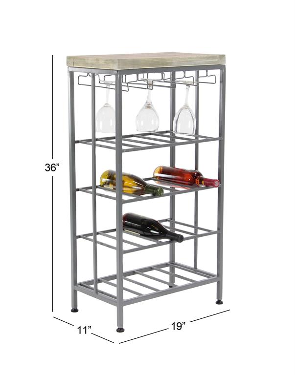 GREY METAL CONTEMPORARY STANDING WINE RACK