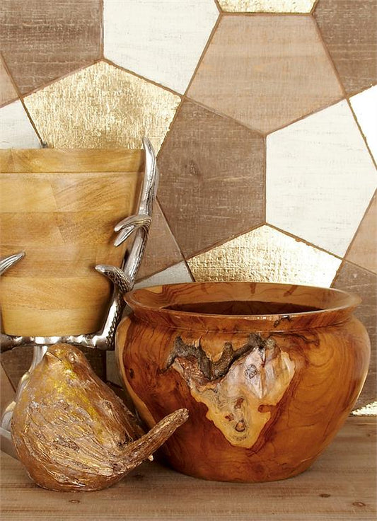 BROWN TEAK WOOD HANDMADE LIVE EDGE FREE FORM DECORATIVE BOW