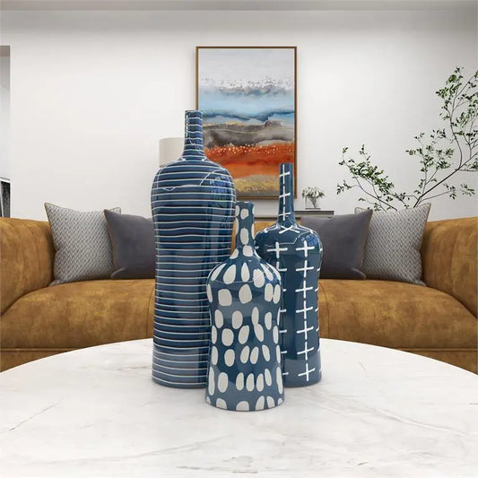 Blue Ceramic Contemporary Vase