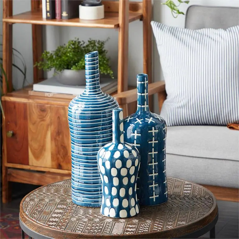 Blue Ceramic Contemporary Vase