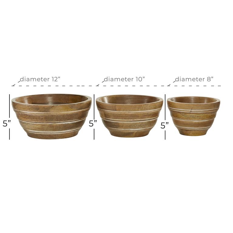 BROWN WOOD HANDMADE SERVING BOWL