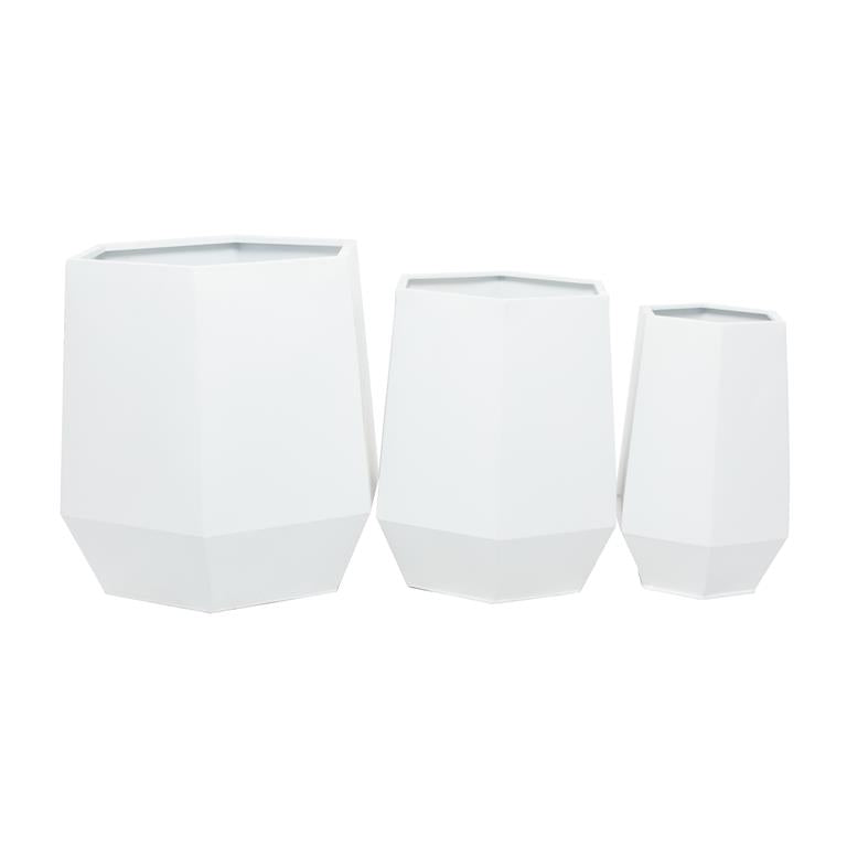 COSMOPOLITAN WHITE METAL INDOOR OUTDOOR PLANTER