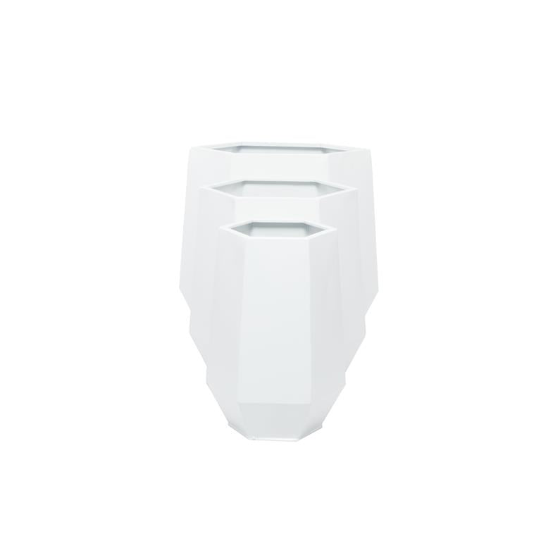 COSMOPOLITAN WHITE METAL INDOOR OUTDOOR PLANTER