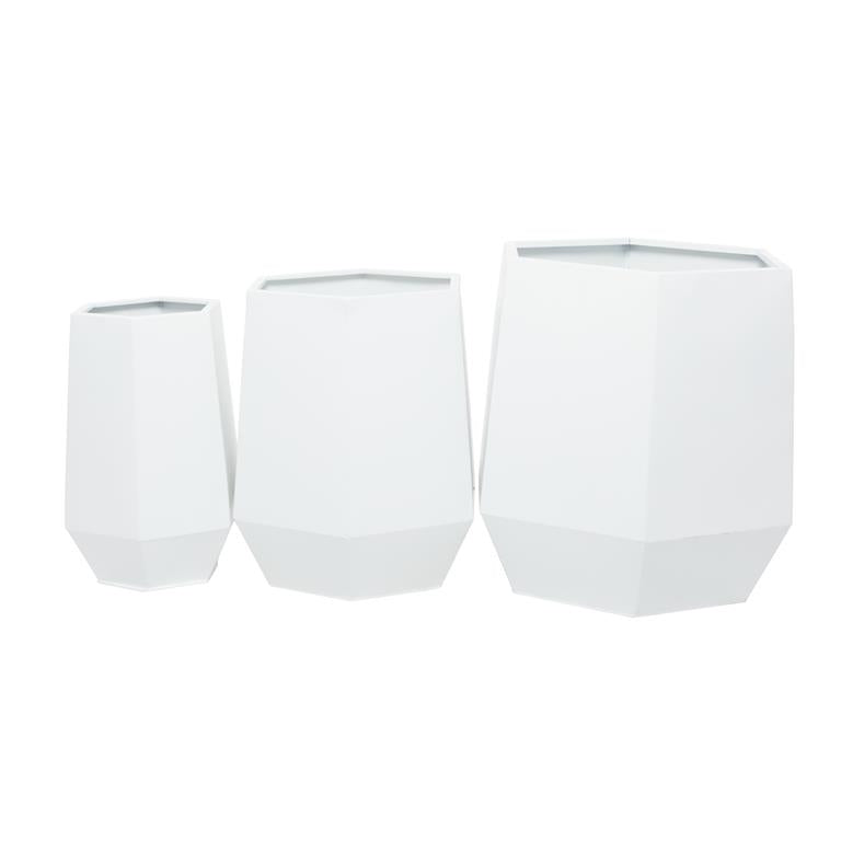 COSMOPOLITAN WHITE METAL INDOOR OUTDOOR PLANTER