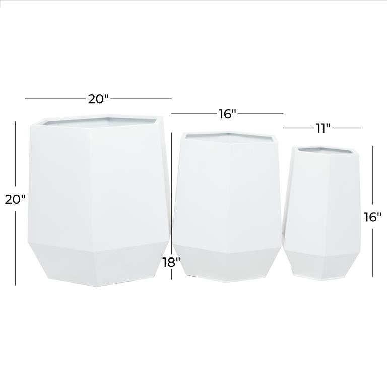 COSMOPOLITAN WHITE METAL INDOOR OUTDOOR PLANTER