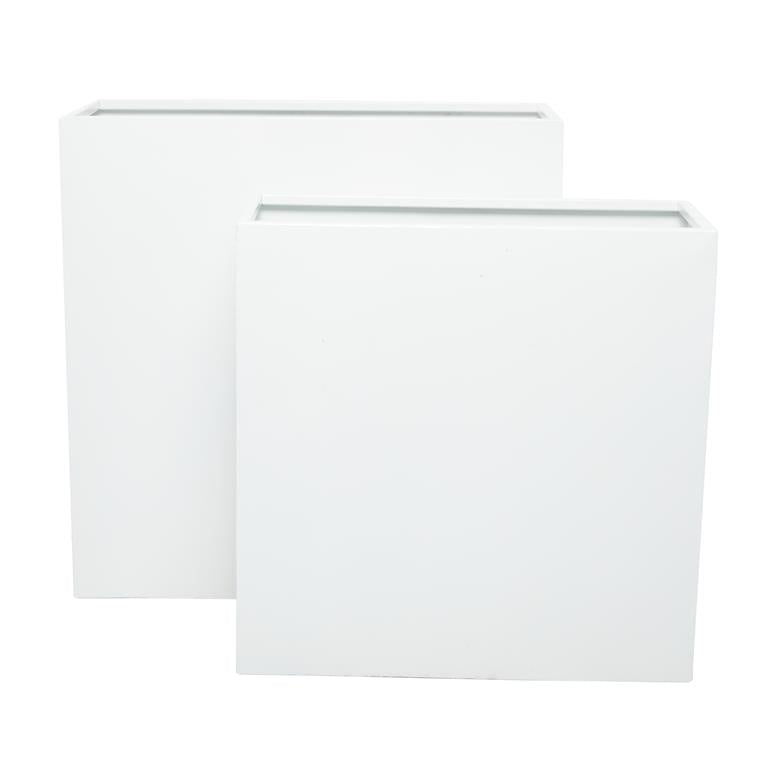 WHITE METAL INDOOR OUTDOOR PLANTER