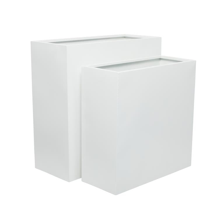 WHITE METAL INDOOR OUTDOOR PLANTER