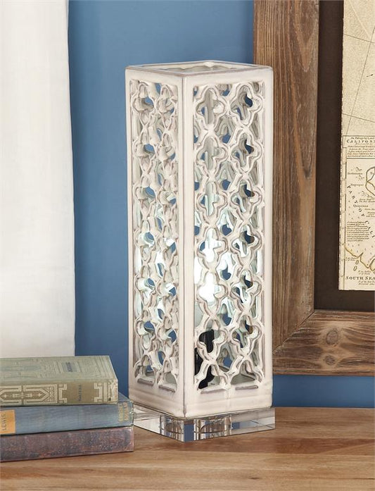 WHITE PORCELAIN COASTAL TABLE LAMP UPLIGHT,