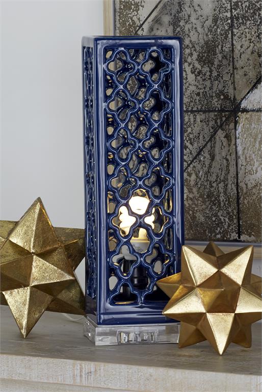 BLUE PORCELAIN ACCENT LAMP UPLIGHT