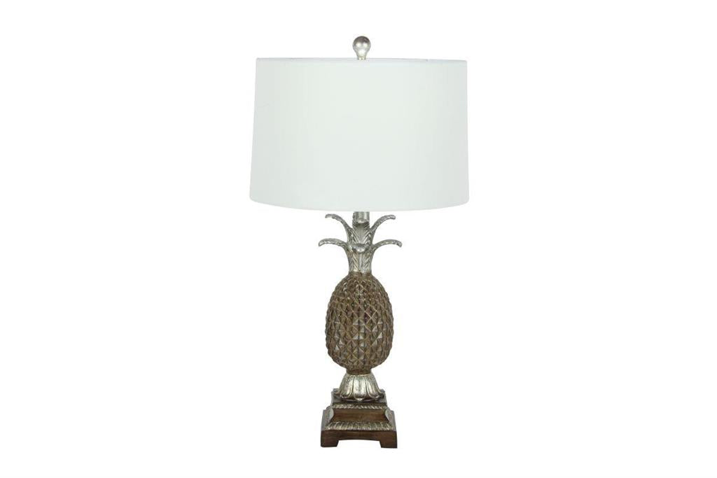 BROWN POLYSTONE FRUIT PINEAPPLE TABLE LAMP