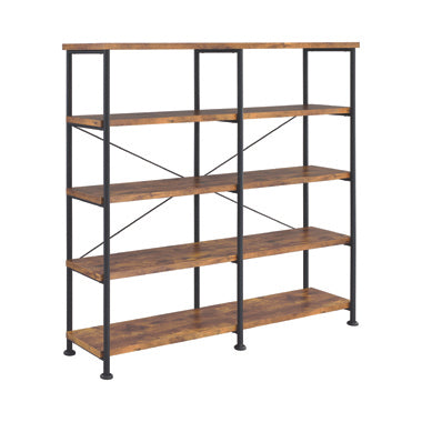 Analiese 4-Shelf Open Bookcase Antique Nutmeg
