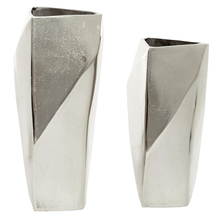 VENUS WILLIAMS COLLECTION SILVER ALUMINUM MODERN VASE