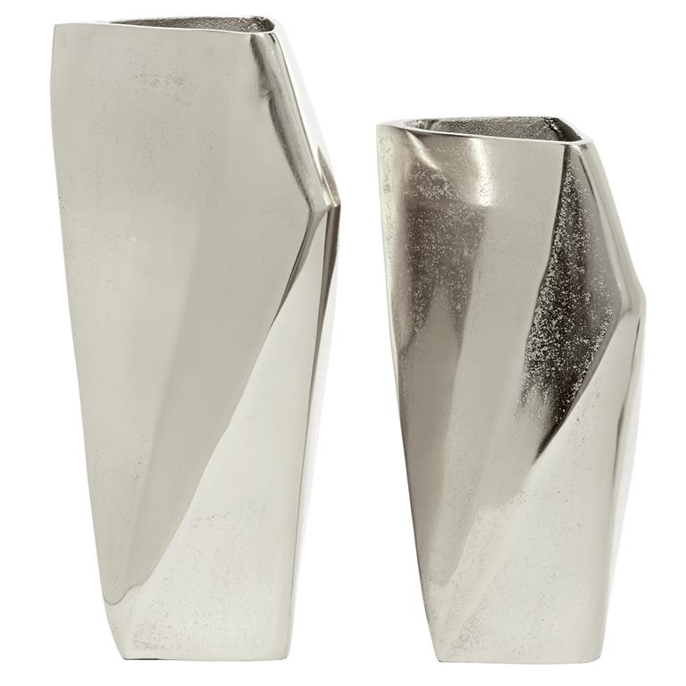 VENUS WILLIAMS COLLECTION SILVER ALUMINUM MODERN VASE