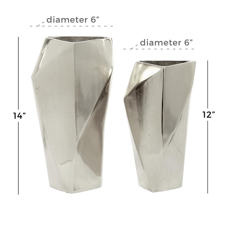 VENUS WILLIAMS COLLECTION SILVER ALUMINUM MODERN VASE