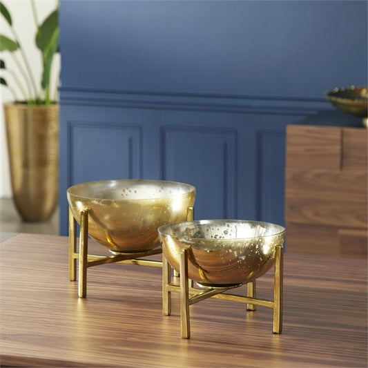 GOLD GLASS DECORATIVE BOWL