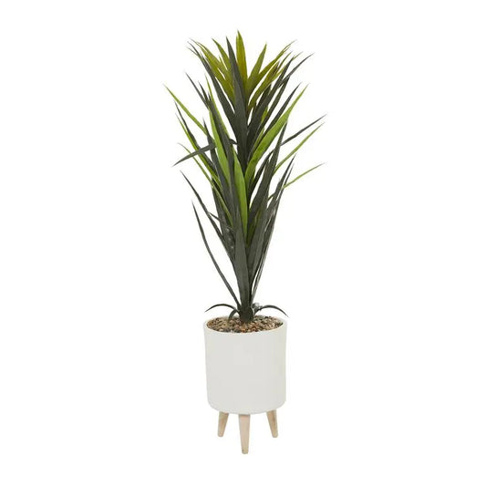 White Plastic Modern Dracaena Artificial Plant