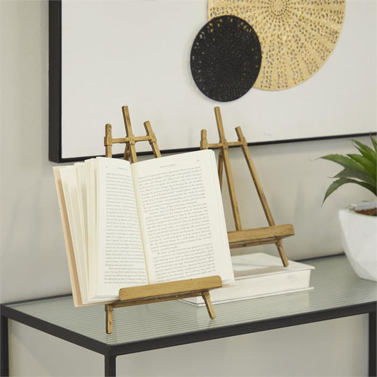 GOLD METAL EASEL WITH FOLDABLE STAND,
