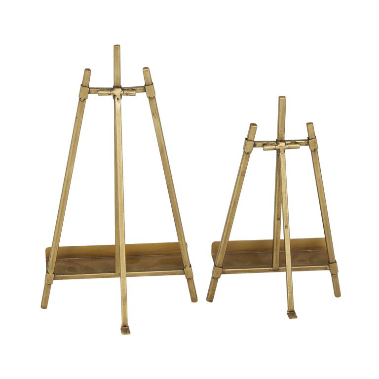 GOLD METAL EASEL WITH FOLDABLE STAND,