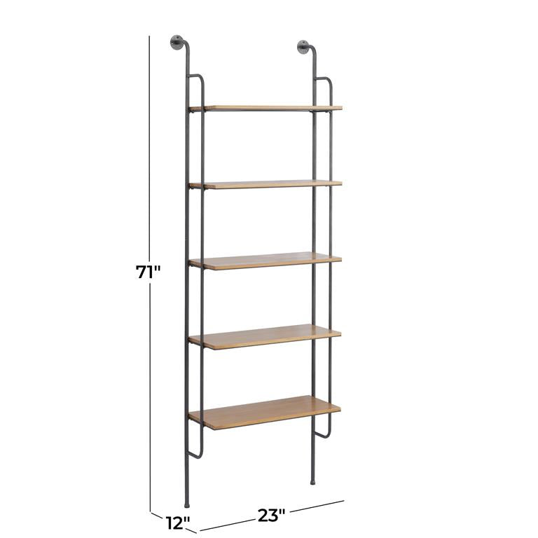 BROWN METAL 5 SHELF WALL SHELF