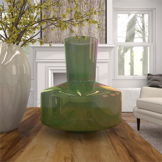 GREEN GLASS VASE