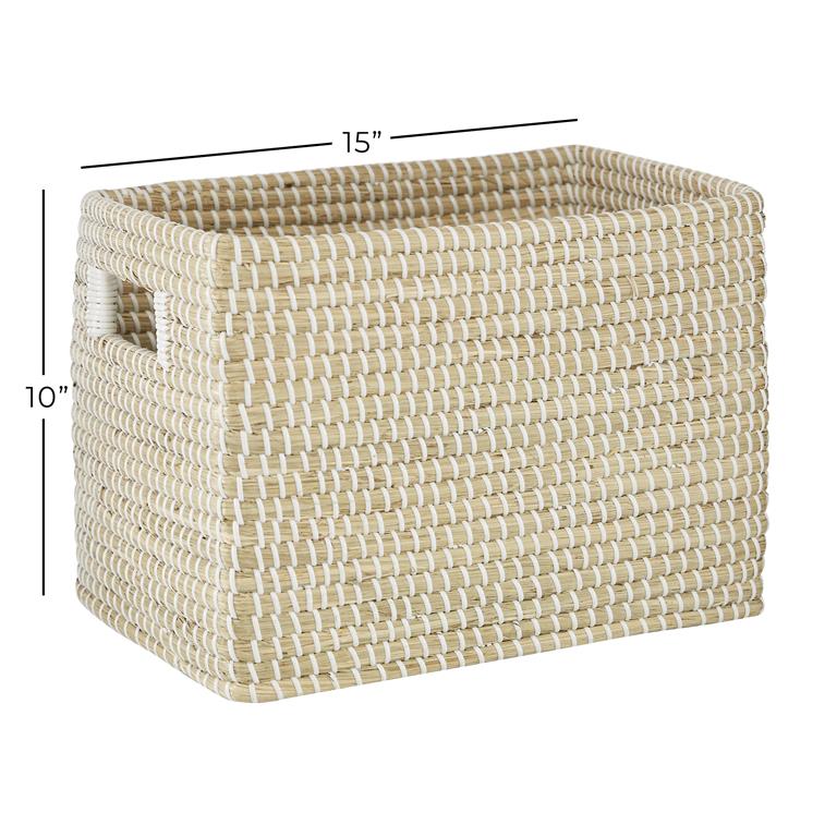 COSMOLIVING BY COSMOPOLITAN BROWN SEAGRASS HANDMADE STORAGE BASKET WITH HANDLES