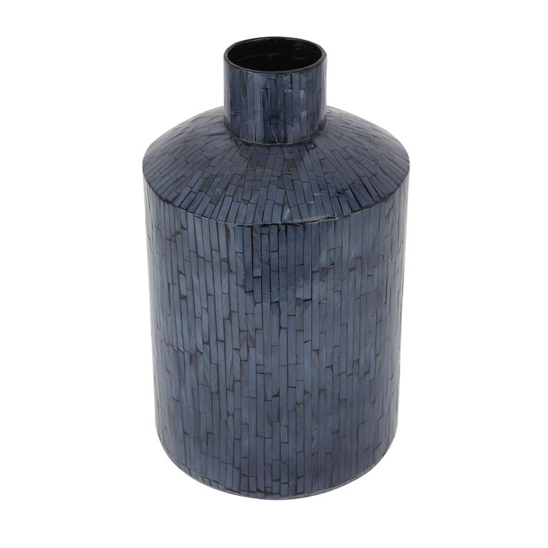 COSMOLIVING BY COSMOPOLITAN BLUE MOTHER OF PEARL HANDMADE VASE