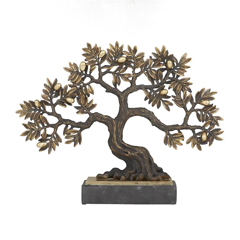 BRONZE POLYSTONE ECLECTIC TREE SCULPTURE