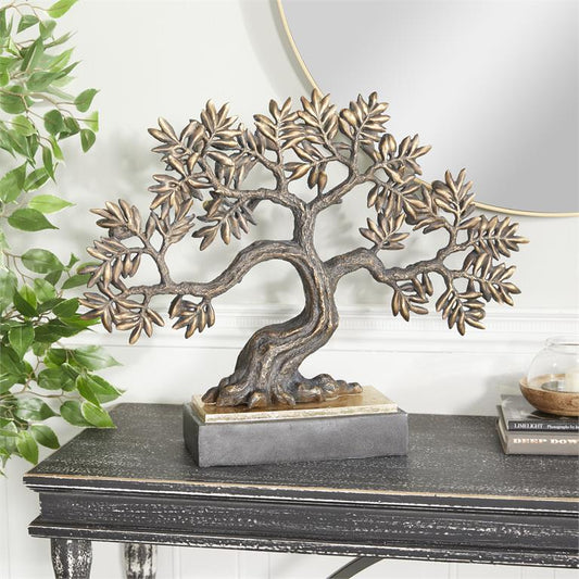 BRONZE POLYSTONE ECLECTIC TREE SCULPTURE