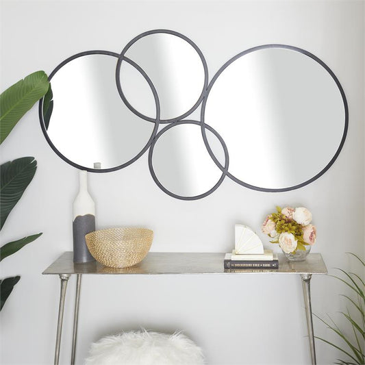 COSMOLIVING BY COSMOPOLITAN BLACK WOOD BUBBLE CLUSTER WALL MIRROR