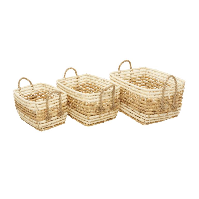 BROWN SEAGRASS CONTEMPORARY STORAGE BASKET