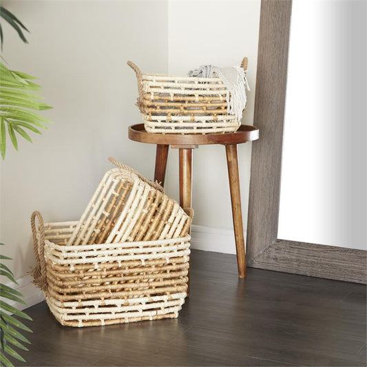 BROWN SEAGRASS CONTEMPORARY STORAGE BASKET