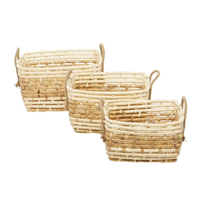 BROWN SEAGRASS CONTEMPORARY STORAGE BASKET