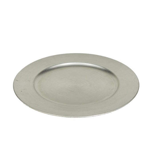 1 PIECE SILVER MELAMINE CHARGER,
