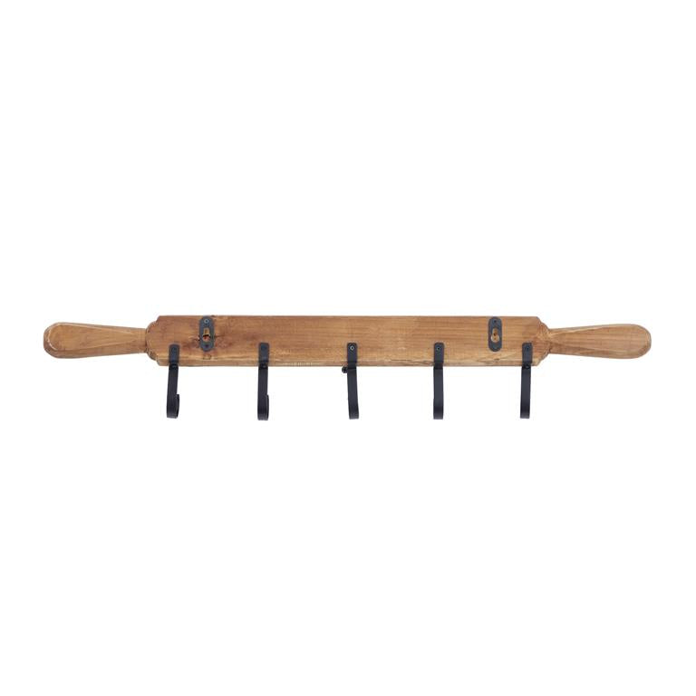 BROWN WOOD 5 HOOKS WALL HOOK