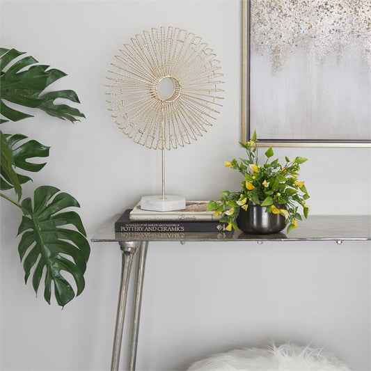 COSMOLIVING BY COSMOPOLITAN GOLD MARBLE STARBURST SCULPTURE