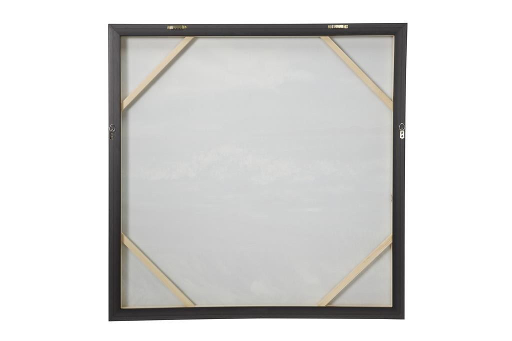 BLUE CANVAS LANDSCAPE BEACH FRAMED WALL ART WITH SILVER FRAME
