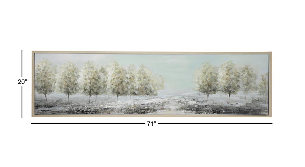 GREEN CANVAS TREE FRAMED WALL ART WITH TAN FRAME