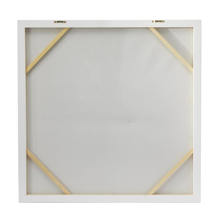 COSMOLIVING BY COSMOPOLITAN WHITE CANVAS STARBURST RADIAL FRAMED WALL ART WITH SILVER FRAME,