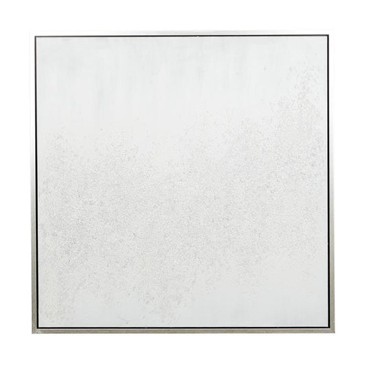 COSMOLIVING BY COSMOPOLITAN WHITE CANVAS ABSTRACT HANDMADE FRAMED WALL ART WITH SILVER FRAME,