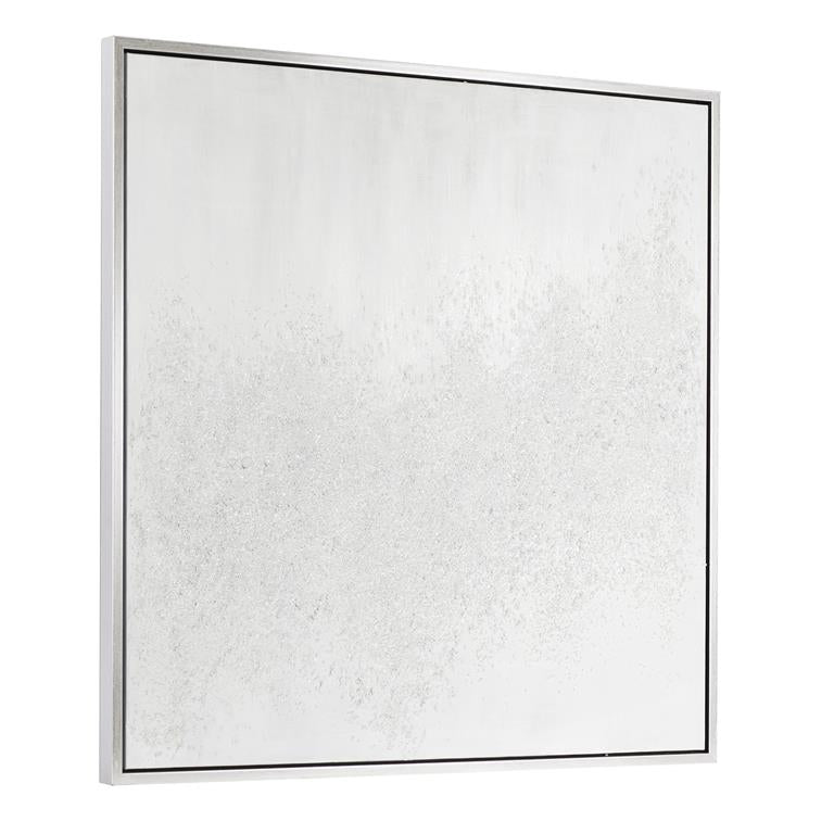 COSMOLIVING BY COSMOPOLITAN WHITE CANVAS ABSTRACT HANDMADE FRAMED WALL ART WITH SILVER FRAME,