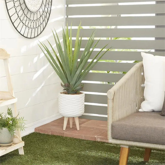 White Plastic Modern Agave Artificial Plant,