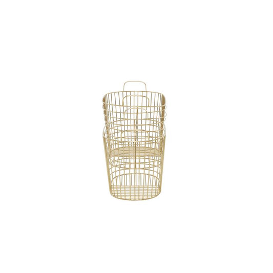 COSMOLIVING BY COSMOPOLITAN GOLD METAL STORAGE BASKET WITH HANDLES