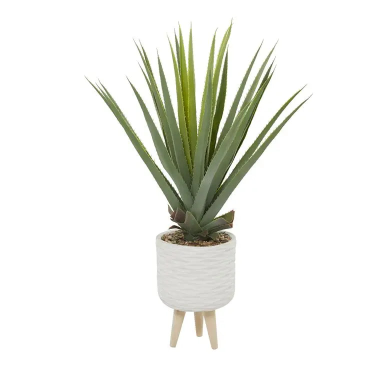 White Plastic Modern Agave Artificial Plant,